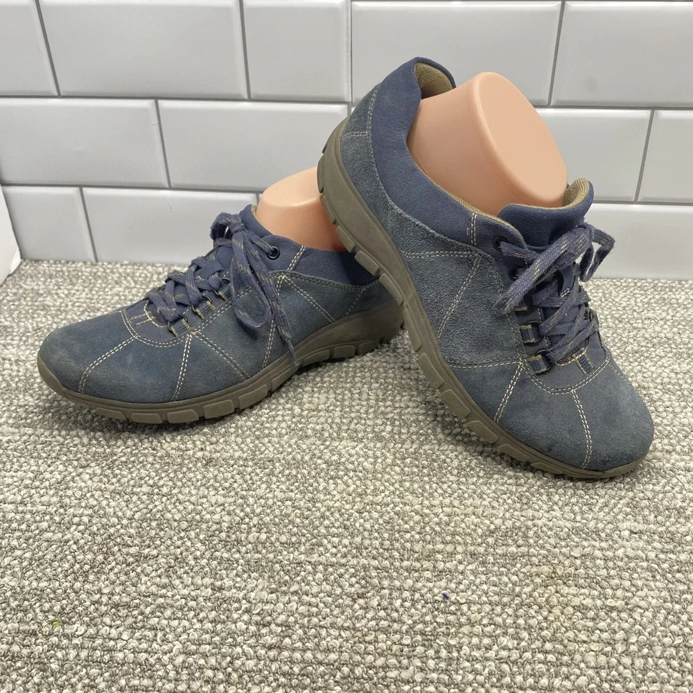 Clarks‎ Women's Shoes Sz 9 Wide Blue Leather Lace Up Comfy Ortho Support S7